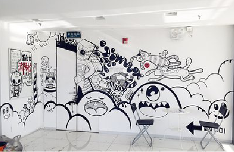 新密手绘墙并非传统涂鸦。